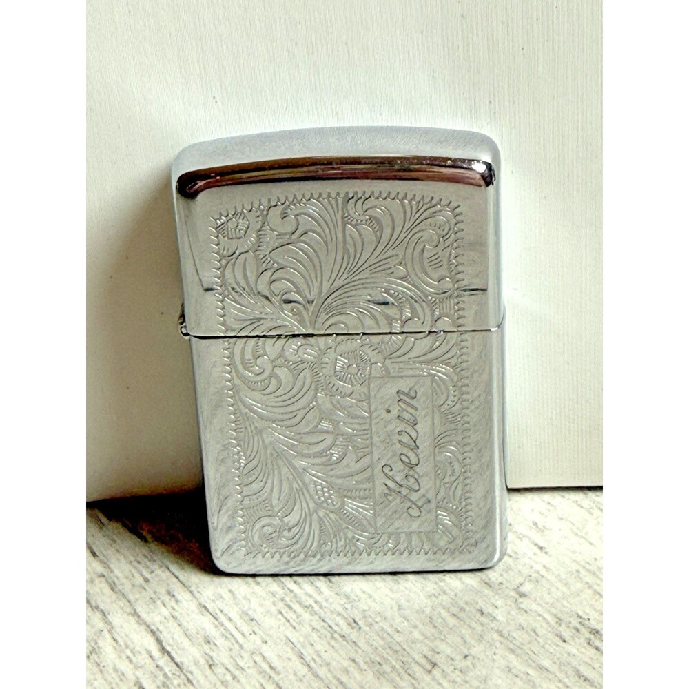 Zippo High Polish Chrome Venetian Windproof Lighter Engraved Kevin BRADFORD, PA